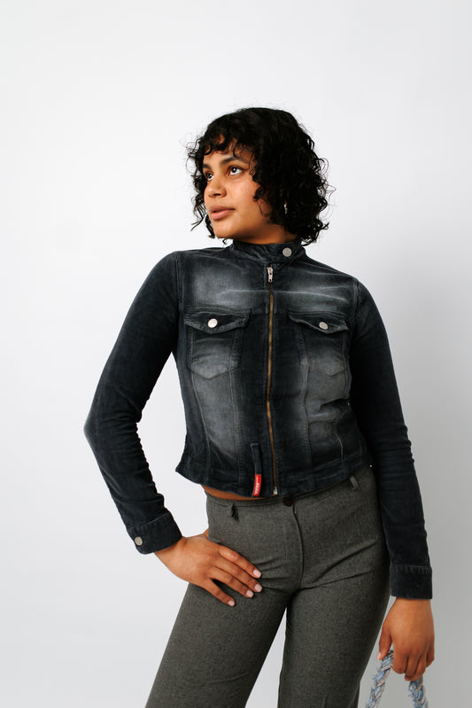 Cordjacke blau/grau