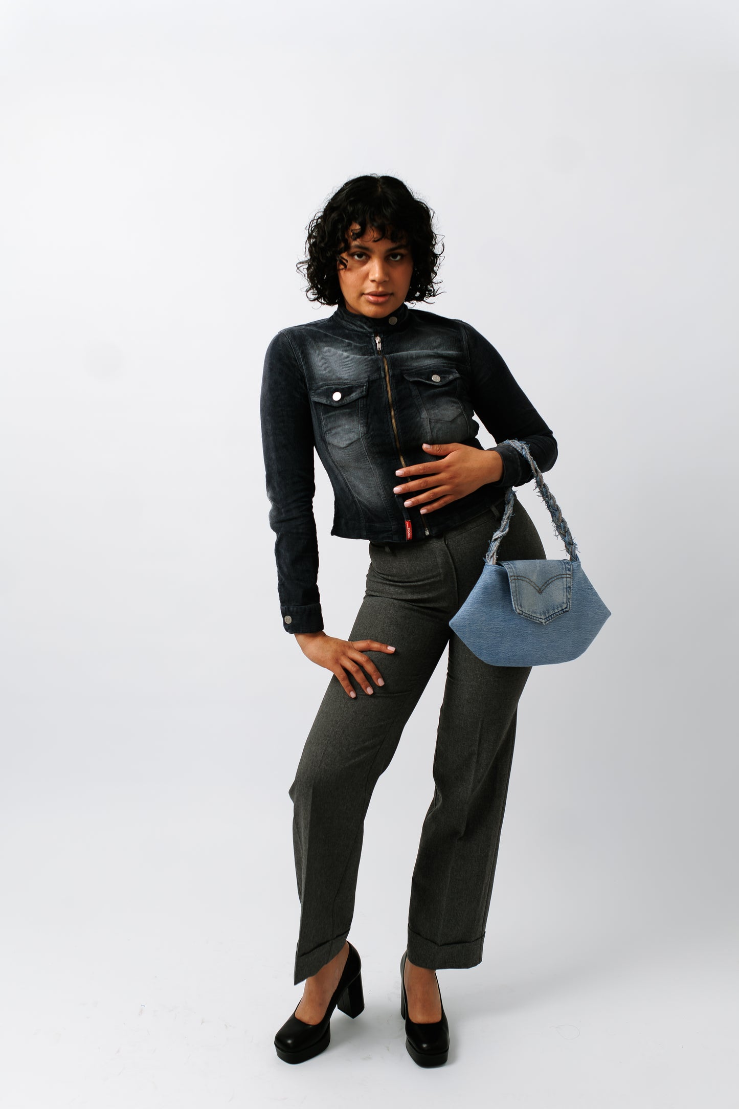 Cordjacke blau/grau