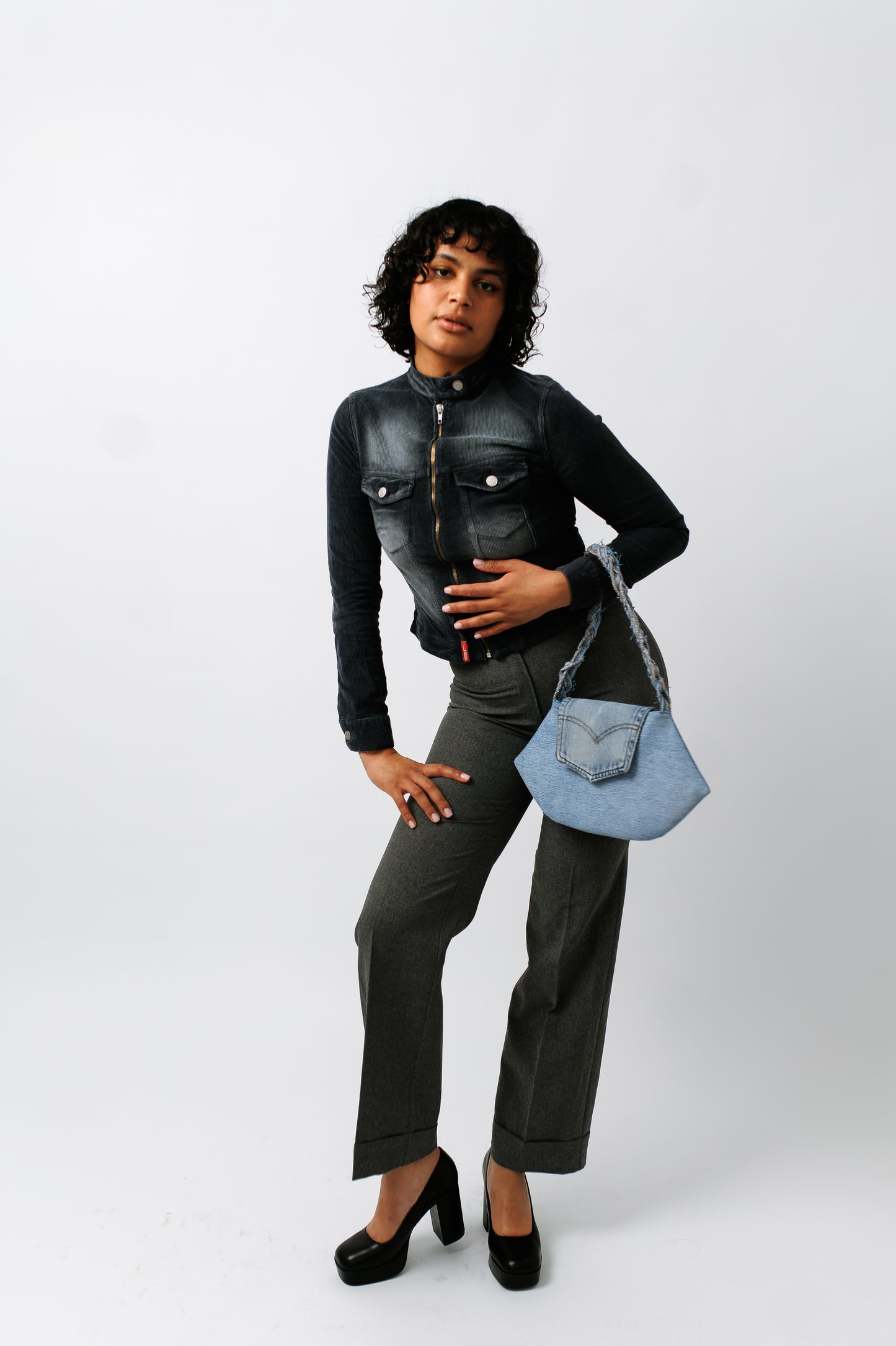 Schultertasche Jeans