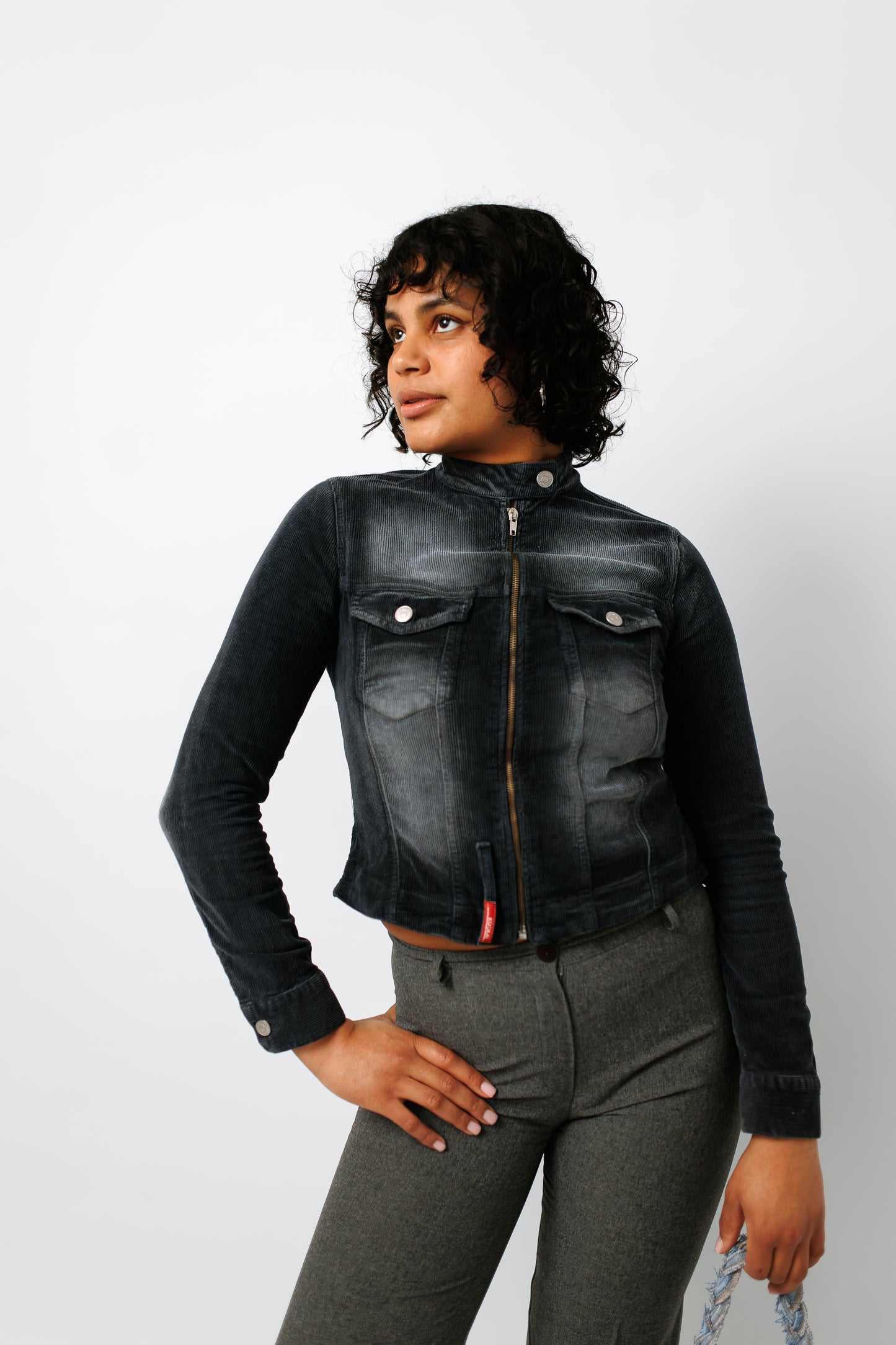 Cordjacke blau/grau