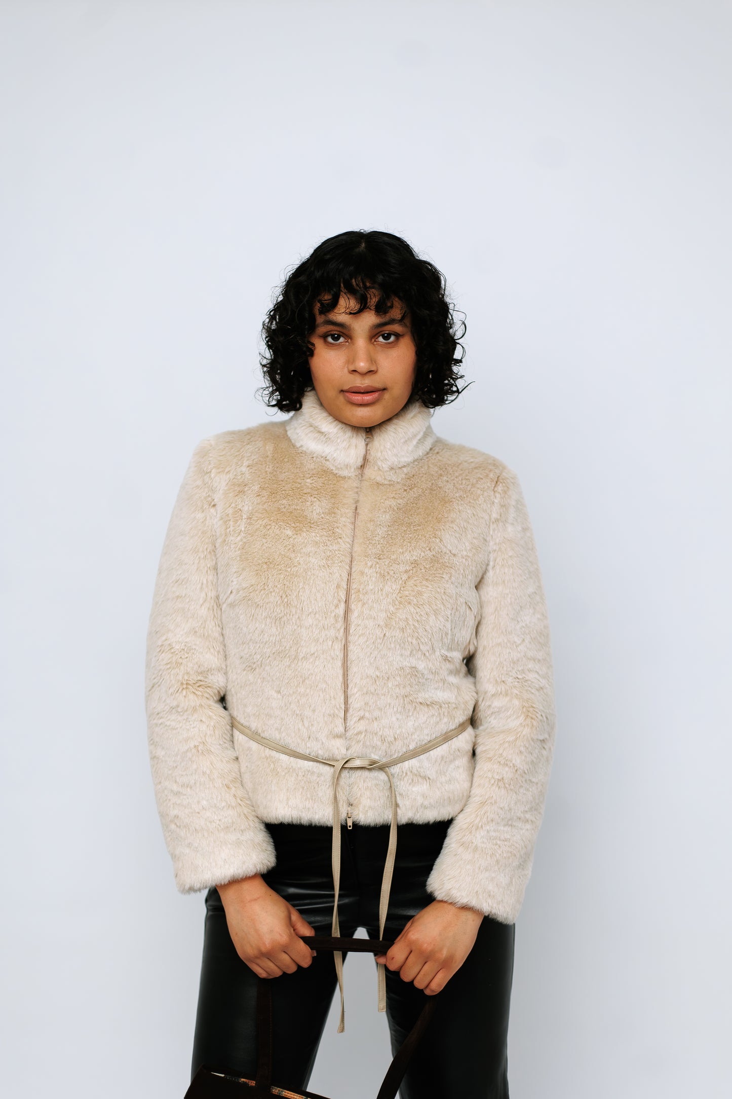 Fakefur Jacke beige