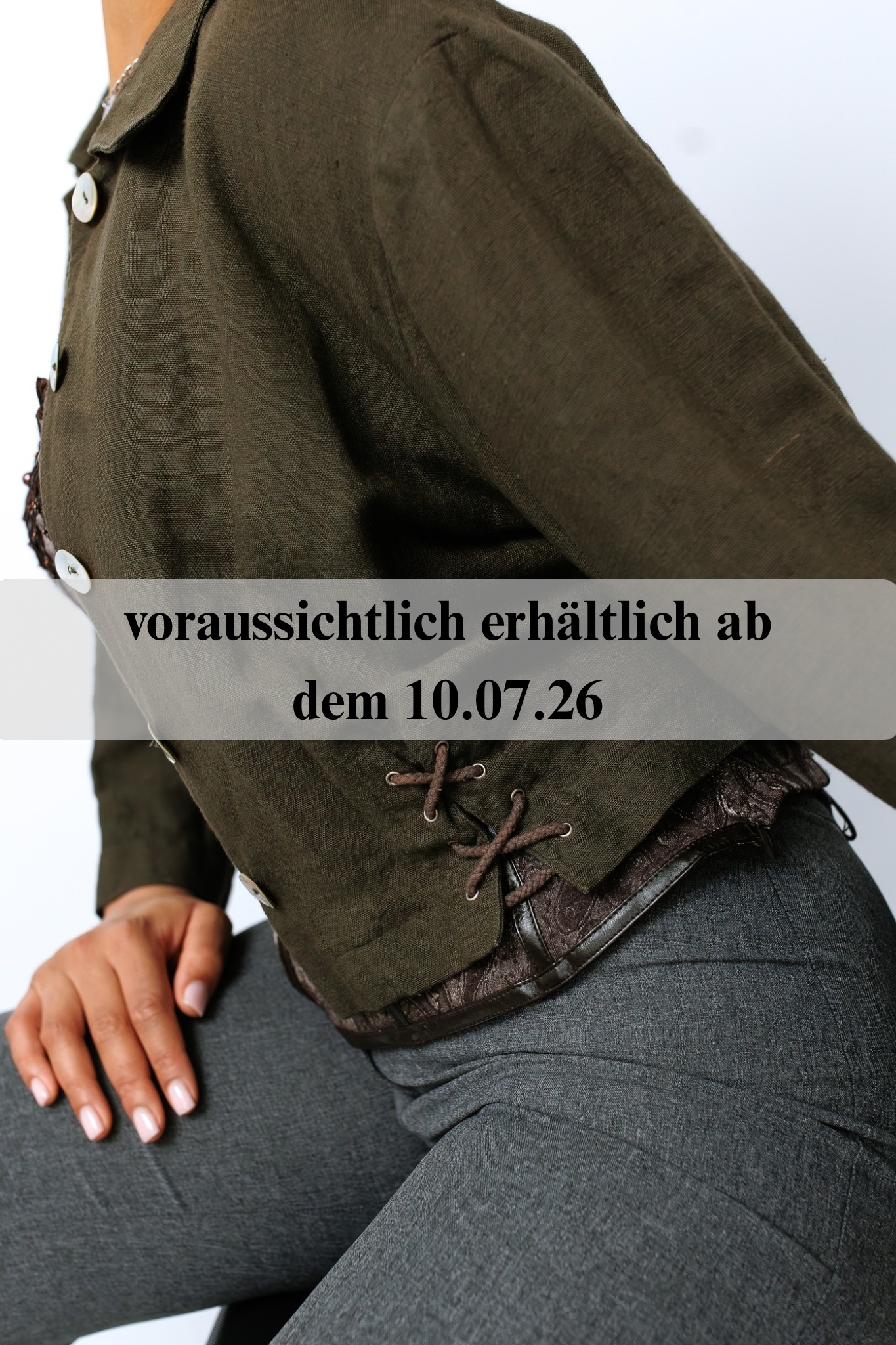 Hemd dunkelgrün mit Schnürung