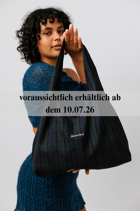 Schultertasche blau/grün kariert