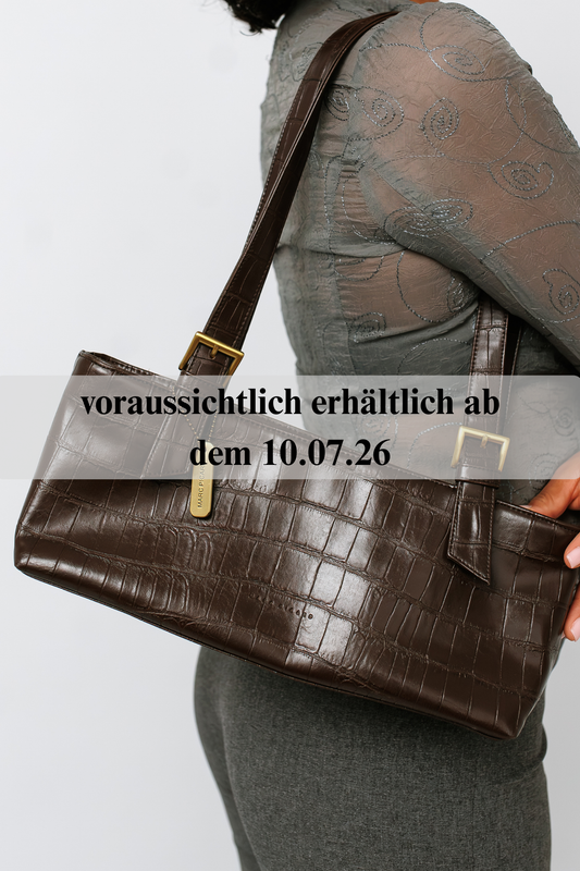 Schultertasche dunkelbraun Krokooptik